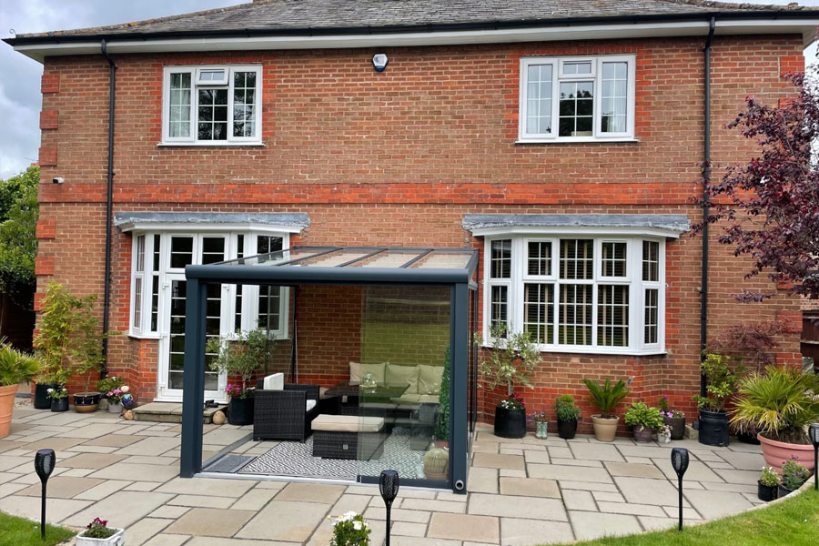 Anthracite Grey Lean To Veranda Hampshire 